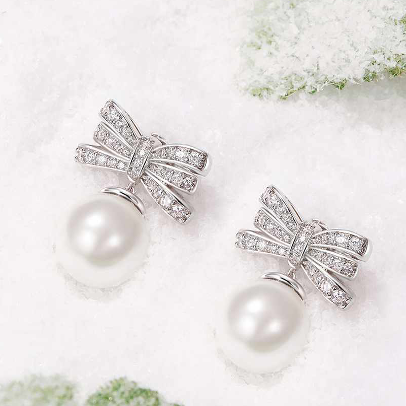 Сребрени обетки Pearl Bow