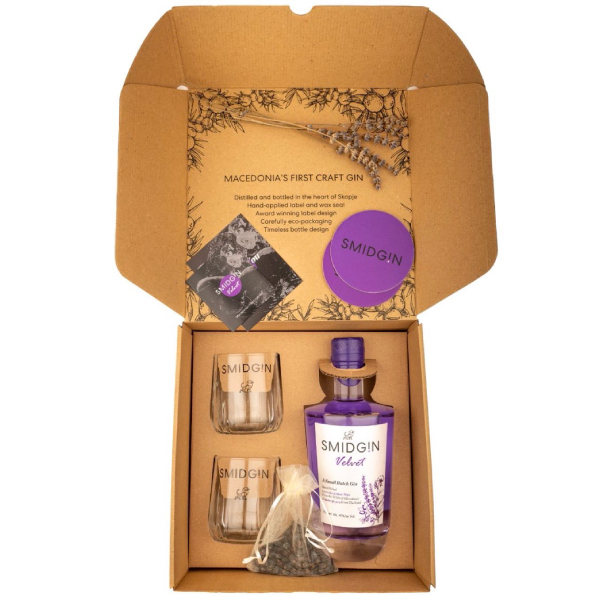 Gift Set Џин SmidGin Velvet 0,7L со две чаши