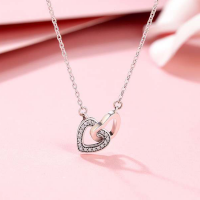 Сребрено ланче Connected hearts
