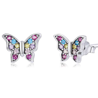 Сребрени обетки Colorful butterfly