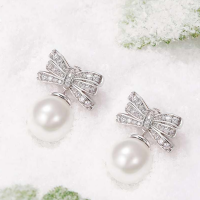 Сребрени обетки Pearl Bow
