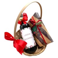 Корпа со вино „Весели празници“ - Новогодишен подарок