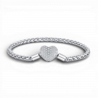 Сребрена алка со кристално срце Crystal Heart